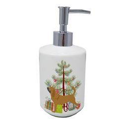 7 x 3.5 in. Unisex Bloodhound Merry Christmas Tree Ceramic Soap Dispenser