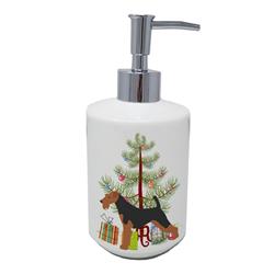 7 x 3.5 in. Unisex Welsh Terrier Merry Christmas Tree Ceramic Soap Dispenser