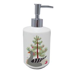 7 x 3.5 in. Unisex Pilgrim Goose Christmas Ceramic Soap Dispenser, Teal