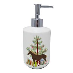 7 x 3.5 in. Unisex Percheron Horse Christmas Ceramic Soap Dispenser, Teal