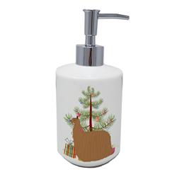 7 x 3.5 in. Unisex Alpaca Suri Christmas Ceramic Soap Dispenser, Teal