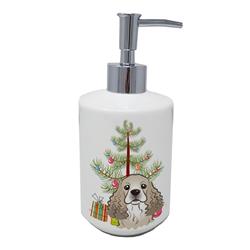 7 x 3.5 in. Unisex Christmas Tree & Cocker Spaniel Ceramic Soap Dispenser