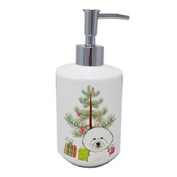 7 x 3.5 in. Unisex Christmas Tree & Bichon Frise Ceramic Soap Dispenser