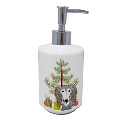 7 x 3.5 in. Unisex Christmas Tree & Saluki Ceramic Soap Dispenser