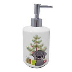7 x 3.5 in. Unisex Christmas Tree & Weimaraner Ceramic Soap Dispenser