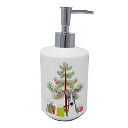 7 x 3.5 in. Unisex Christmas Tree & Italian Greyhound Ceramic Soap Dispenser