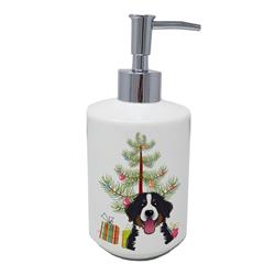 BB1609SOAP 7 x 3.5 in. Unisex Christmas Tree & Bernese Mountain Dog Ceramic Soap Dispenser