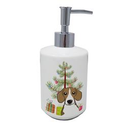 7 x 3.5 in. Unisex Christmas Tree & Beagle Ceramic Soap Dispenser