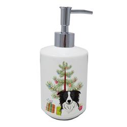 7 x 3.5 in. Unisex Christmas Tree & Border Collie Ceramic Soap Dispenser