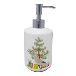 BB9225SOAP 7 x 3.5 in. Unisex West Harlequin Duck Christmas Ceramic Soap Dispenser, Teal