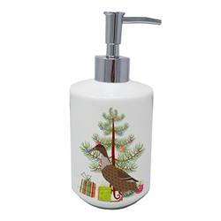 7 x 3.5 in. Unisex Dutch Hook Bill Duck Christmas Ceramic Soap Dispenser, Teal