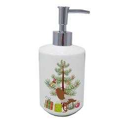 BB9232SOAP 7 x 3.5 in. Unisex Indian Runner Duck Christmas Ceramic Soap Dispenser, Teal