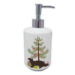 7 x 3.5 in. Unisex Sable Marten Christmas Ceramic Soap Dispenser, Teal