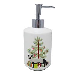 7 x 3.5 in. Unisex Silver Fox Christmas Ceramic Soap Dispenser, Teal