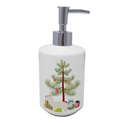 7 x 3.5 in. Unisex Stoat Short-tailed Weasel Christmas Ceramic Soap Dispenser, Teal