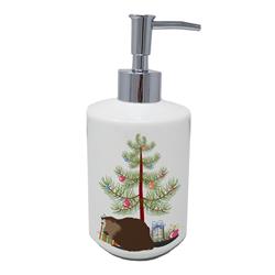 7 x 3.5 in. Unisex Eurasian Beaver Christmas Ceramic Soap Dispenser, Teal