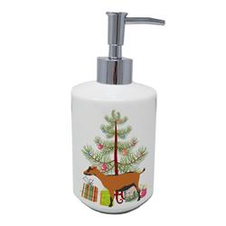 7 x 3.5 in. Unisex Oberhasli Goat Christmas Ceramic Soap Dispenser, Teal