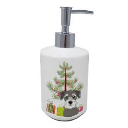 7 x 3.5 in. Unisex Christmas Tree & Schnauzer Ceramic Soap Dispenser