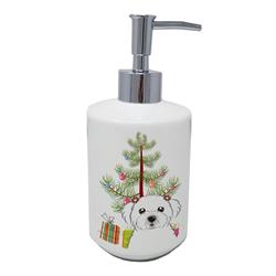 7 x 3.5 in. Unisex Christmas Tree & Maltese Ceramic Soap Dispenser