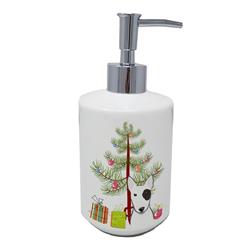 7 x 3.5 in. Unisex Christmas Tree & Bull Terrier Ceramic Soap Dispenser