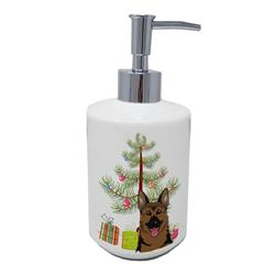 7 x 3.5 in. Unisex Christmas Tree & German Shepherd Ceramic Soap Dispenser