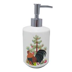 7 x 3.5 in. Unisex Dutch Bantam Chicken Christmas Ceramic Soap Dispenser, Teal