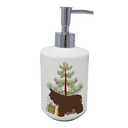 7 x 3.5 in. Unisex Poitou Poiteuin Donkey Christmas Ceramic Soap Dispenser, Teal