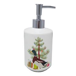 7 x 3.5 in. Unisex Rouen Duck Christmas Ceramic Soap Dispenser, Teal