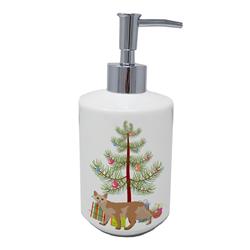 7 x 3.5 in. Unisex Devon Rex No.3 Cat Merry Christmas Ceramic Soap Dispenser