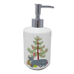 7 x 3.5 in. Unisex Dwelf No.2 Cat Merry Christmas Ceramic Soap Dispenser