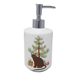 7 x 3.5 in. Unisex Raas Cat Merry Christmas Ceramic Soap Dispenser