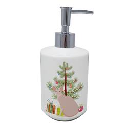 7 x 3.5 in. Unisex Sphynx No.2 Cat Merry Christmas Ceramic Soap Dispenser