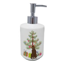 7 x 3.5 in. Unisex Suphalak Cat Merry Christmas Ceramic Soap Dispenser