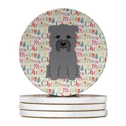 WDK1602RCS4 4 x 4 in. Unisex Merry Christmas Glen of Imal Grey Large Sandstone Coasters, Multi Color - Pack of 4