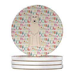 4 x 4 in. Unisex Merry Christmas Irish Wolfhound Large Sandstone Coasters, Multi Color - Pack of 4