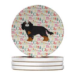 WDK1736RCS4 4 x 4 in. Unisex Cavalier King Charles Spaniel No.2 Merry Christmas Large Sandstone Coasters - Pack of 4