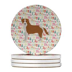 WDK1737RCS4 4 x 4 in. Unisex Kromfohrlander Merry Christmas Large Sandstone Coasters - Pack of 4