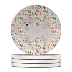 WDK1738RCS4 4 x 4 in. Unisex Kyi-Leo Merry Christmas Large Sandstone Coasters - Pack of 4