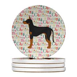 4 x 4 in. Unisex Manchester Terrier Merry Christmas Large Sandstone Coasters - Pack of 4