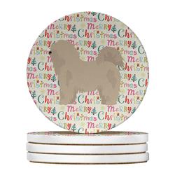WDK1752RCS4 4 x 4 in. Unisex Odis Merry Christmas Large Sandstone Coasters - Pack of 4