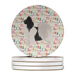 WDK1754RCS4 4 x 4 in. Unisex Papillon No.2 Merry Christmas Large Sandstone Coasters - Pack of 4