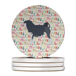4 x 4 in. Unisex Lowchen Merry Christmas Large Sandstone Coasters, Multi Color - Pack of 4