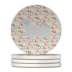 4 x 4 in. Unisex Maltese Merry Christmas Large Sandstone Coasters, Multi Color - Pack of 4