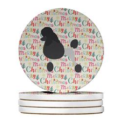 4 x 4 in. Unisex Poodle Merry Christmas Large Sandstone Coasters, Multi Color - Pack of 4