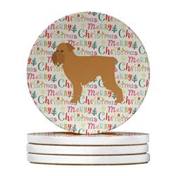 4 x 4 in. Unisex Brussels Griffon Merry Christmas Large Sandstone Coasters, Multi Color - Pack of 4