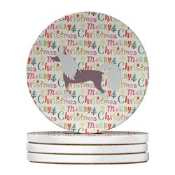 4 x 4 in. Unisex Chinese Crested Merry Christmas Large Sandstone Coasters, Multi Color - Pack of 4