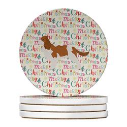 4 x 4 in. Unisex Cavalier King Charles Spaniel Merry Christmas Large Sandstone Coasters, Multi Color - Pack of 4