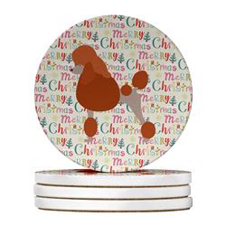 4 x 4 in. Unisex Royal Poodle Merry Christmas Large Sandstone Coasters, Multi Color - Pack of 4