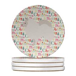 4 x 4 in. Unisex German Spitz Merry Christmas Large Sandstone Coasters, Multi Color - Pack of 4