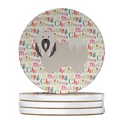 4 x 4 in. Unisex Lhasa Apso Merry Christmas Large Sandstone Coasters, Multi Color - Pack of 4